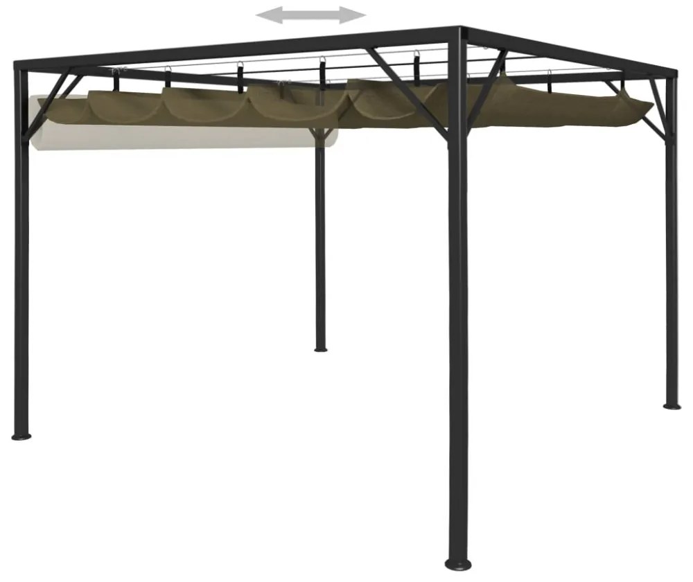 tópszínű kerti pavilon behúzható tetővel 3 x 3 m 180 g/m²
