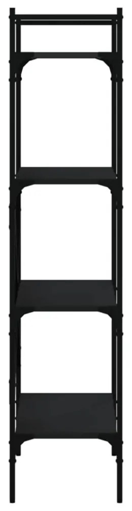 4 szintes fekete szerelt fa könyvespolc 56 x 31,5 x 138,5 cm