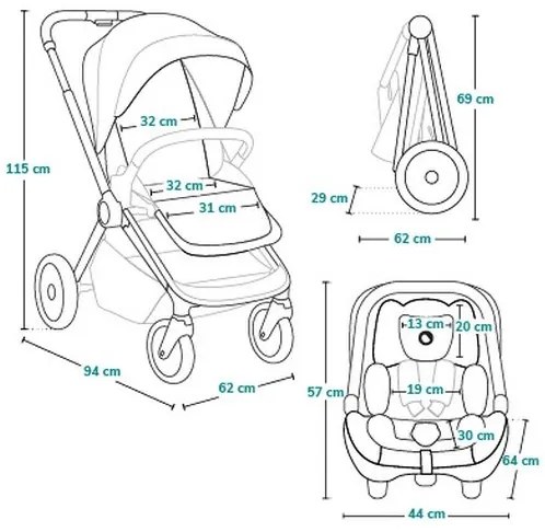 Lionelo - 3 az 1-ben kombinált babakocsi LAYLA Kőszürke