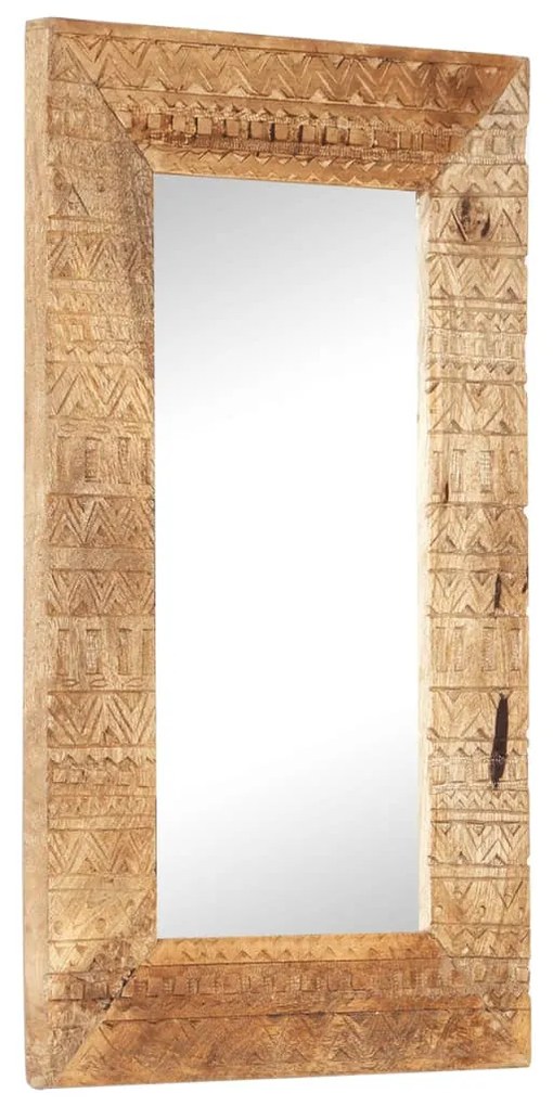 kézzel faragott tömör mangófa tükör 80 x 50 x 2,5 cm
