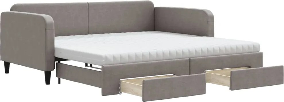 vidaXL tópszínű kihúzható szövet heverő fiókkal 100 x 200 cm