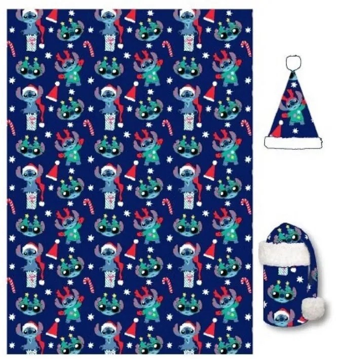 Disney Lilo és Stitch, A csillagkutya Holiday karácsonyi flanel takaró és sapka szett