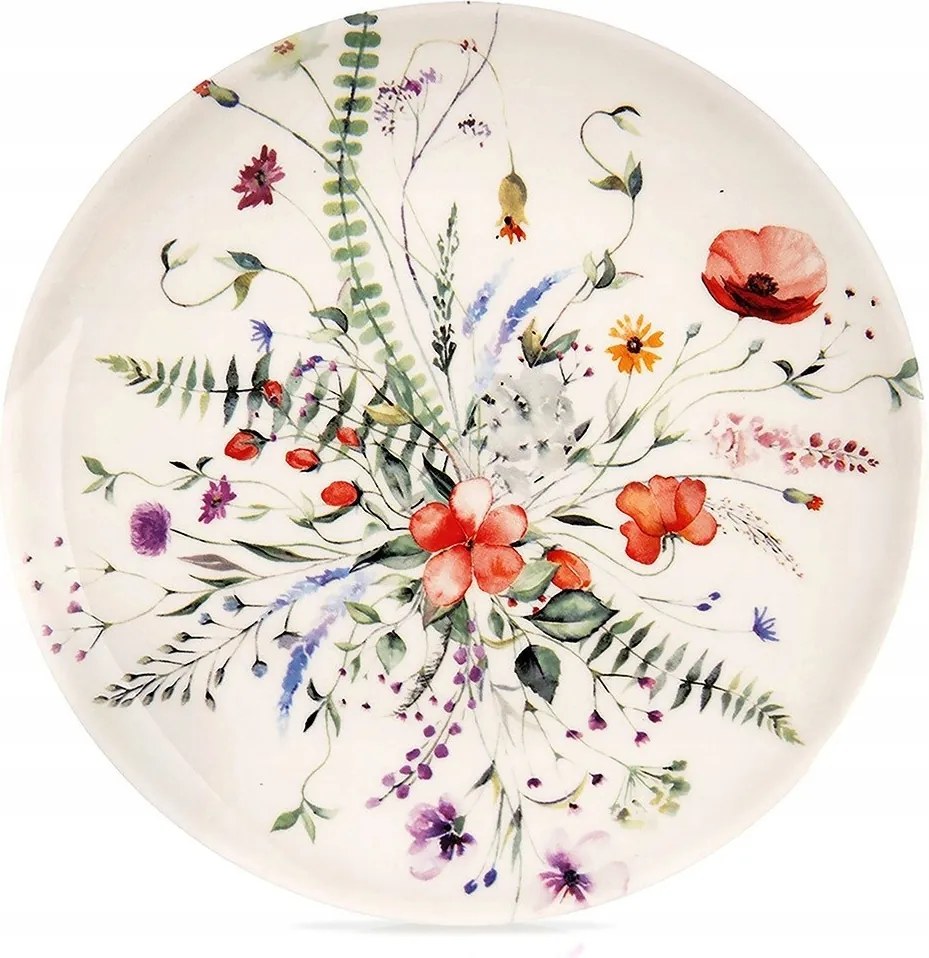 Porcelán Desszertes Tányér Pipacs Virágokkal Díszített Tortadíszítő 20.5 CM