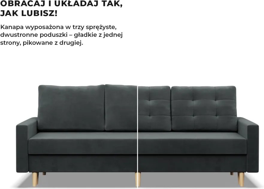 Etna kanapéágy, bársony, bonell töltet, szürke