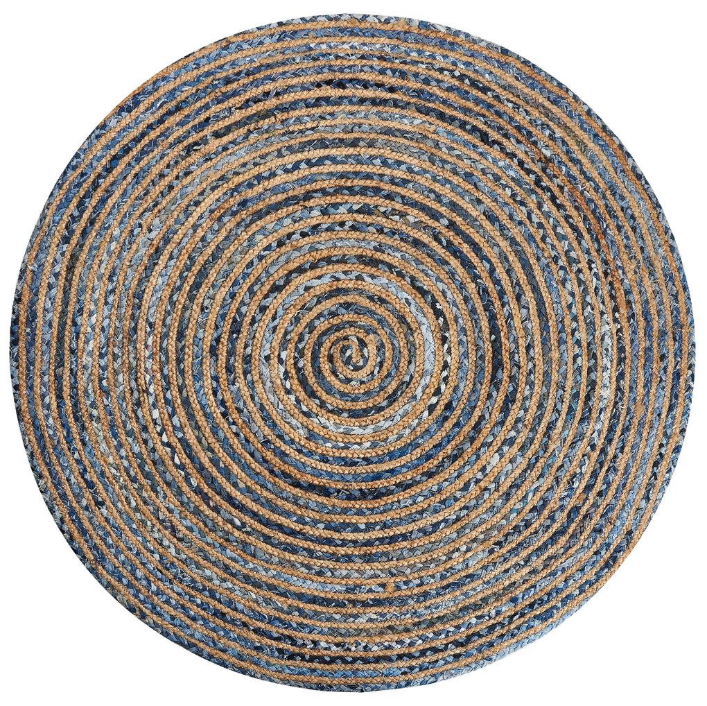 Kék és bézs szőnyeg ⌀ 140 cm LEVENTLER Beliani