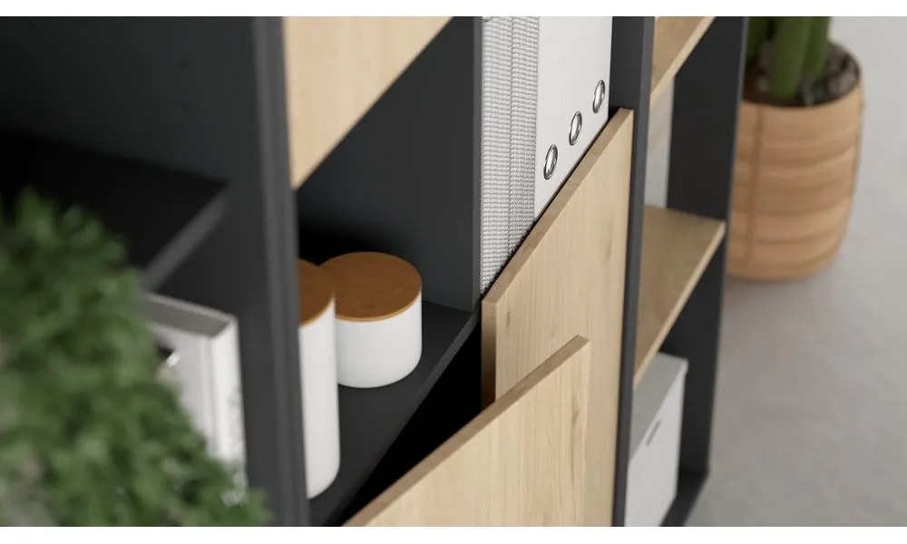 Natúr színű könyvespolc tölgyfa dekorral 80x205 cm Sign – Tvilum