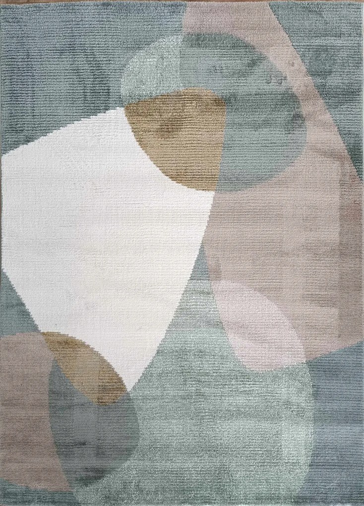 Exkluzív Boho zöld-krém szőnyeg,finom puha sörtékkel 120x160