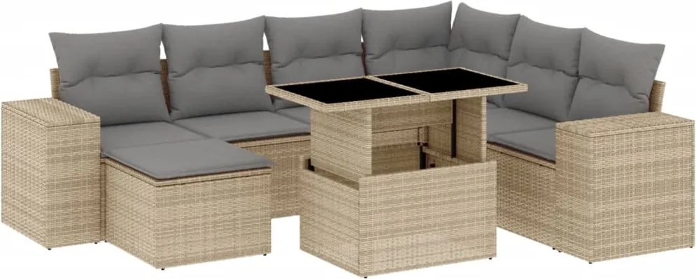 vidaXL 8 részes bézs polyrattan kerti ülőgarnitúra párnával