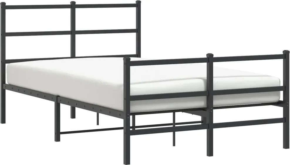 vidaXL fekete fém ágykeret fej- és lábtámlával 120 x 190 cm
