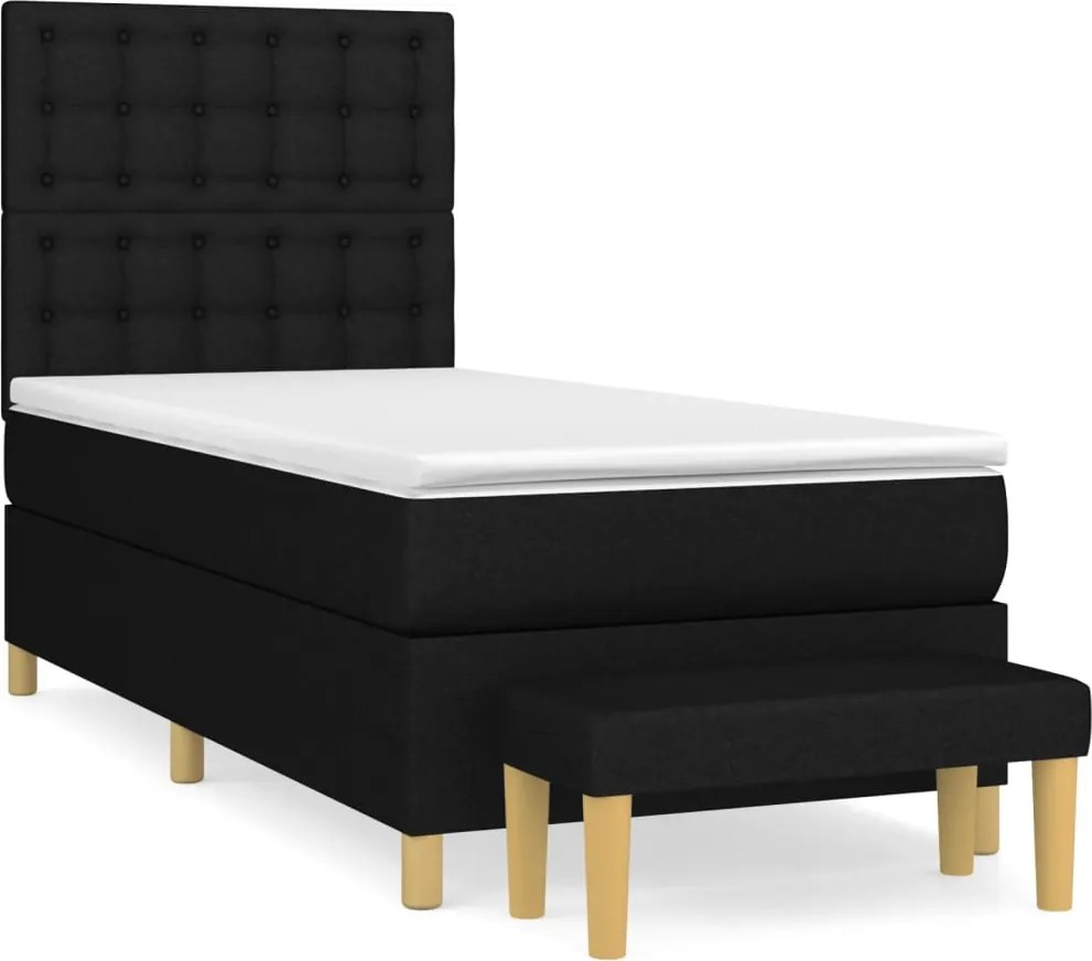 vidaXL fekete szövet rugós ágy matraccal 100 x 200 cm