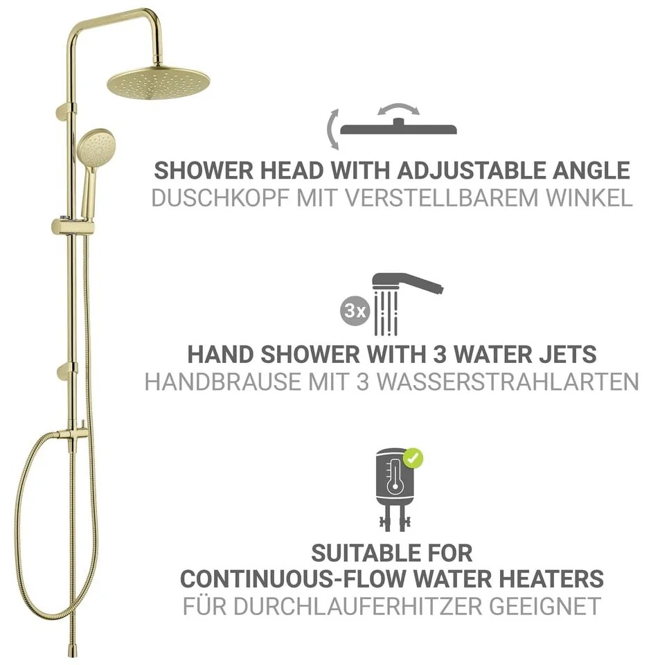 Matt aranyszínű rozsdamentes acél zuhanyszett 101 cm Young Line – Wenko