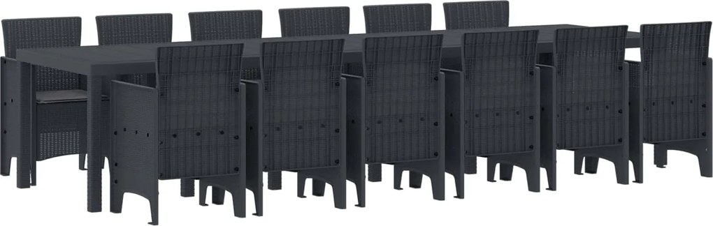 vidaXL Kert étkező szett 13 pcs Antracit Polt rattan