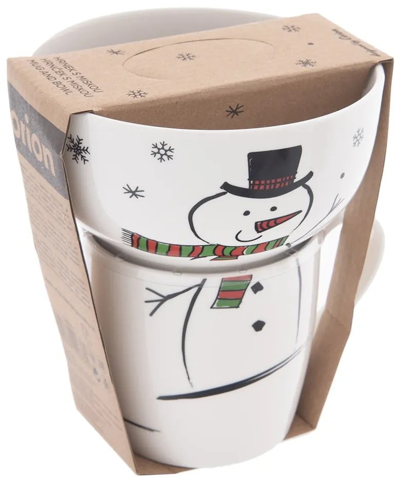 Fehér porcelán bögre és tálka szett karácsonyi mintával 2 db-os 350 ml – Orion