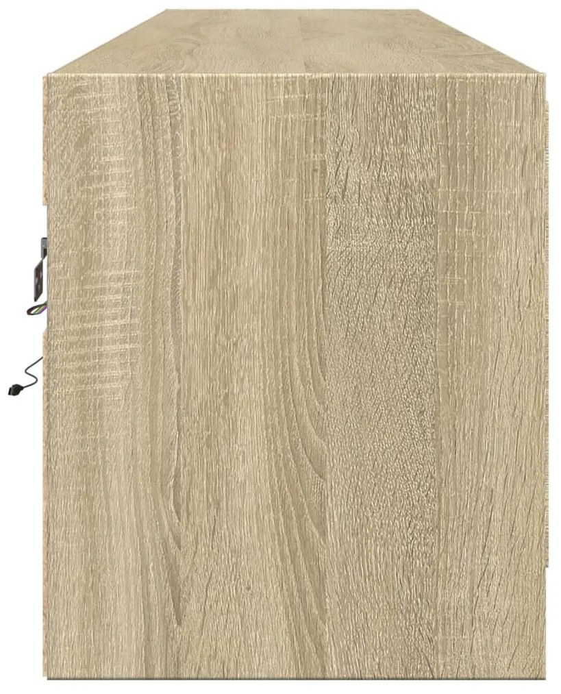 sonoma tölgy színű falra TV-szekrény LED-del 180 x 31 x 38 cm