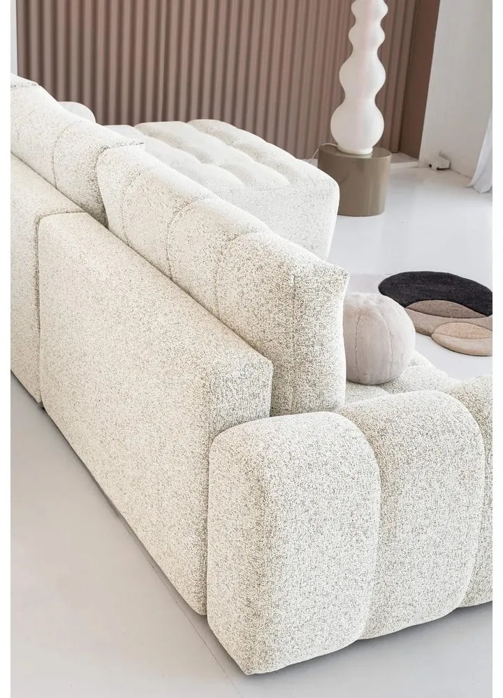 Krémszínű kinyitható tárolóhelyes moduláris sarokkanapé (jobb oldali) Lulu – Miuform