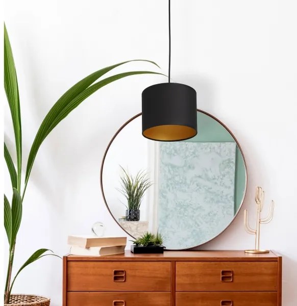 Csillár zsinóron ARDEN 1xE27/60W/230V átmérő 18 cm fekete/arany