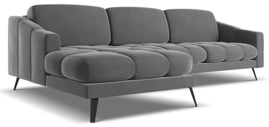 Szürke bársony sarokkanapé (bal oldali) Nalu – Makamii