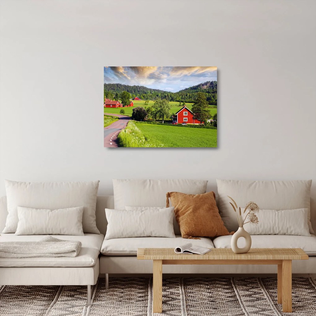 Vidéki kép (üvegen) (70x50 cm)