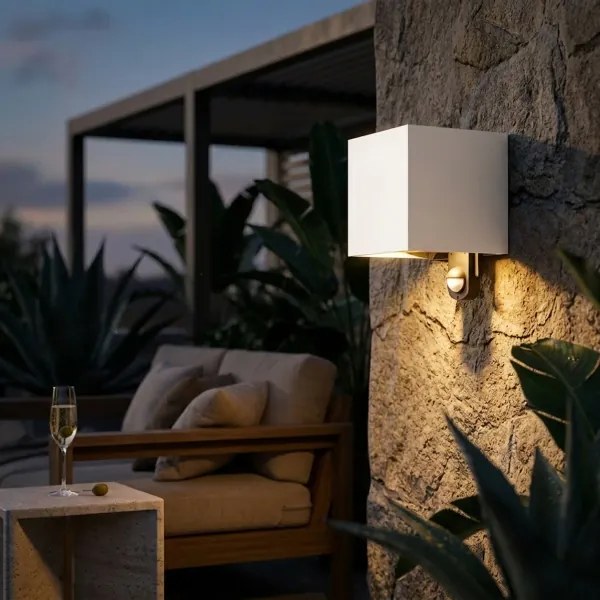 Brilagi - LED kültéri fali lámpatest érzékelővel CUBE LED/6W/230V szürke IP65