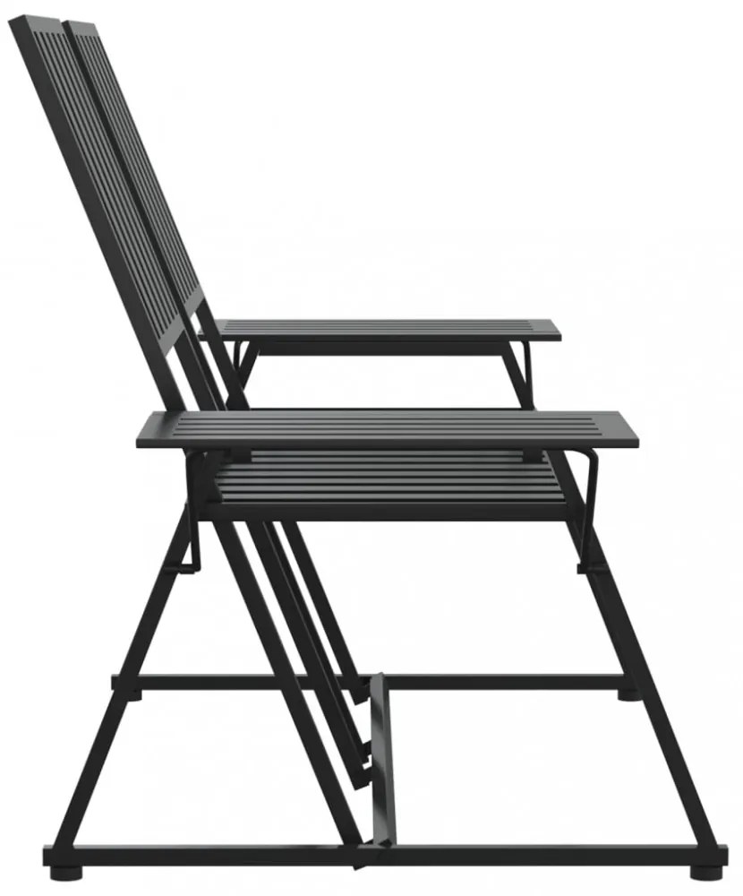 kétszemélyes fekete acél kerti pad 165 cm