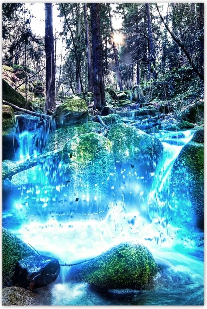 Poszterek 80x120 Vízesés a folyón Hegyek