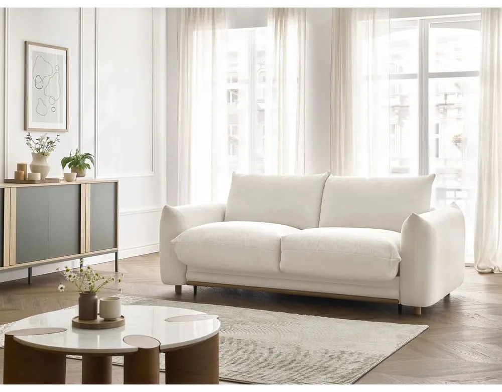 Krémszínű kinyitható kanapé 214 cm Ernest – Bobochic Paris