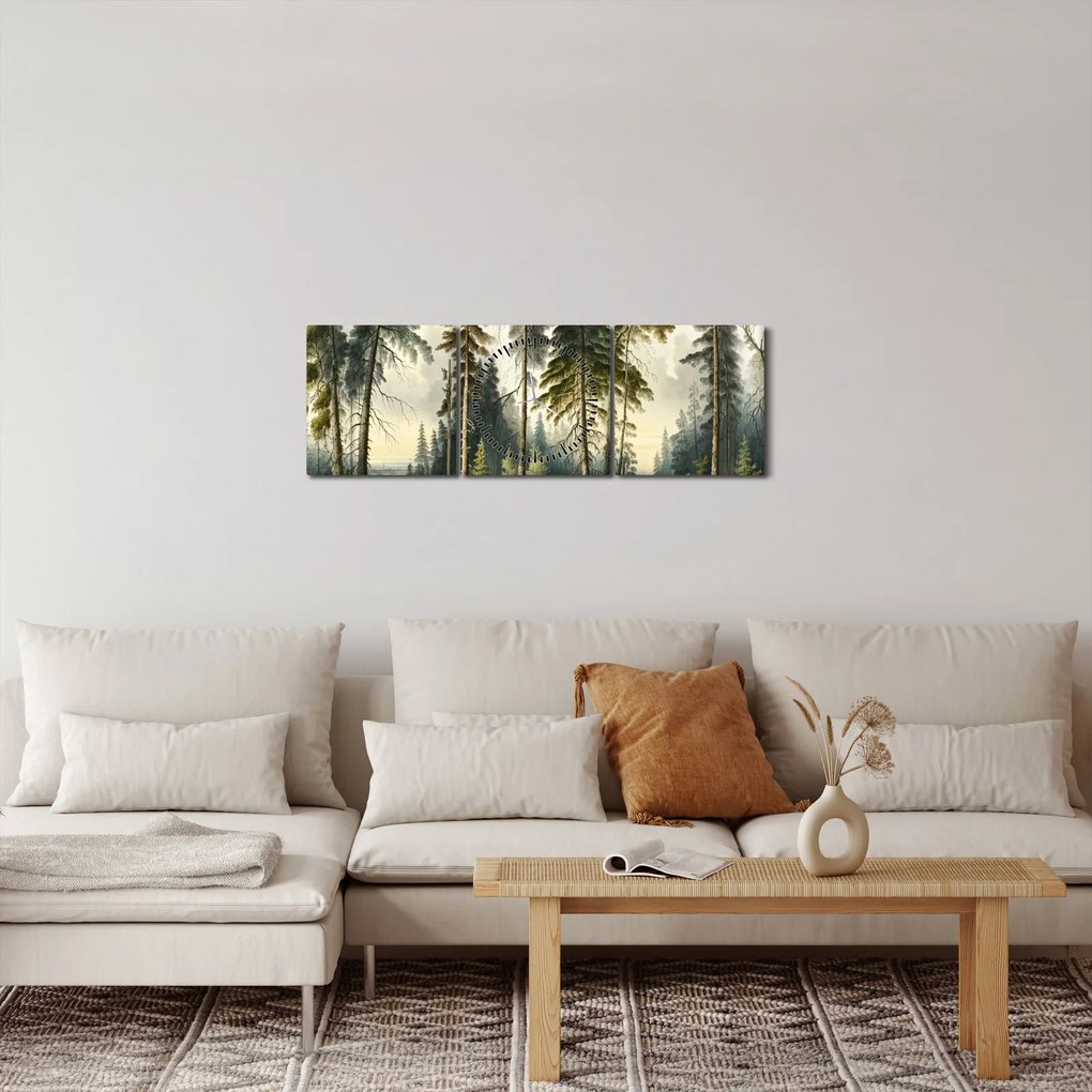 Kép - Szüreti táj az erdők (órával) (90x30 cm)