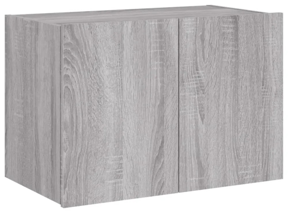 szürke sonoma színű fali TV-szekrény LED-ekkel 60x35x41 cm