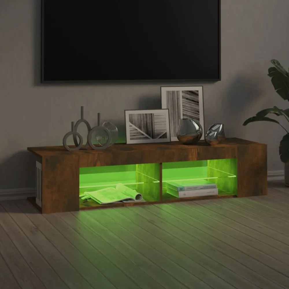 füstös tölgy színű TV-szekrény LED-ekkel 135 x 39 x 30 cm