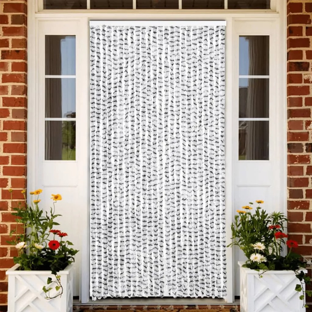 világosszürke és sötétszürke zsenília rovarfüggöny 100 x 200 cm