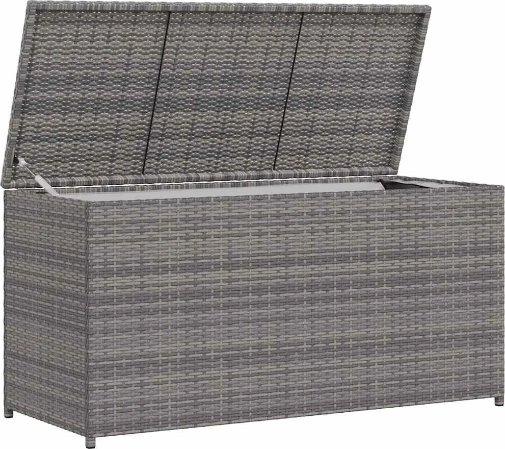 Szürke Polyrattan Kerti Tárolóláda 120 X 50 X 60 Cm