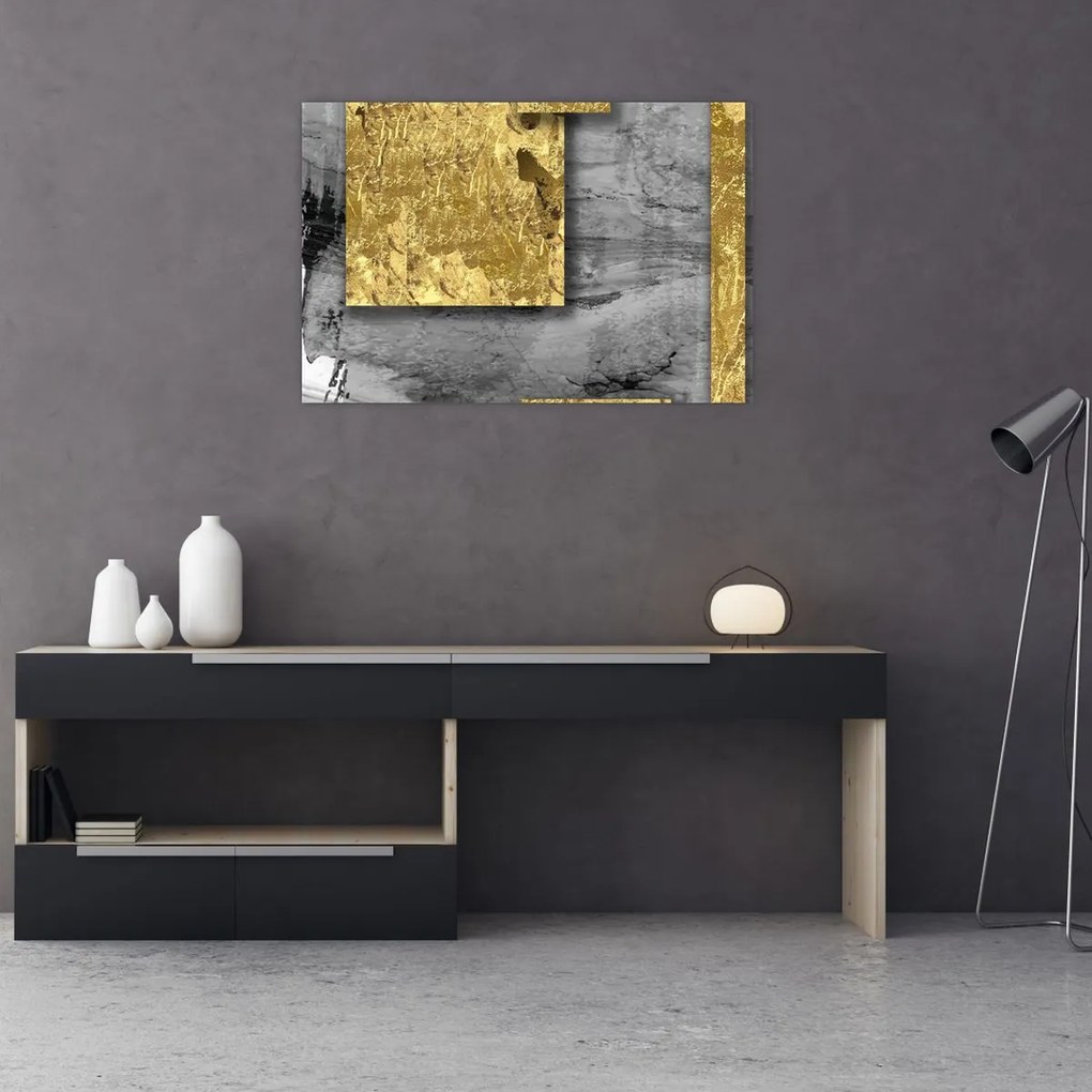 Kép - Arany négyzetek N⁰2 (90x60 cm)