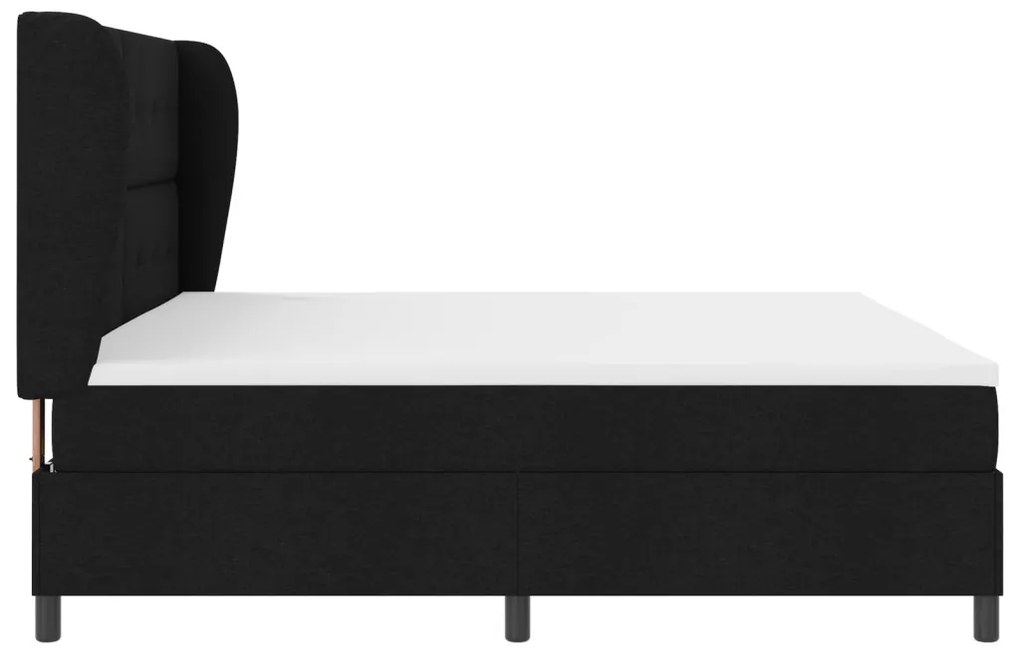 Boxspring Ágy Matraccal Fekete 200x200 cm Textil