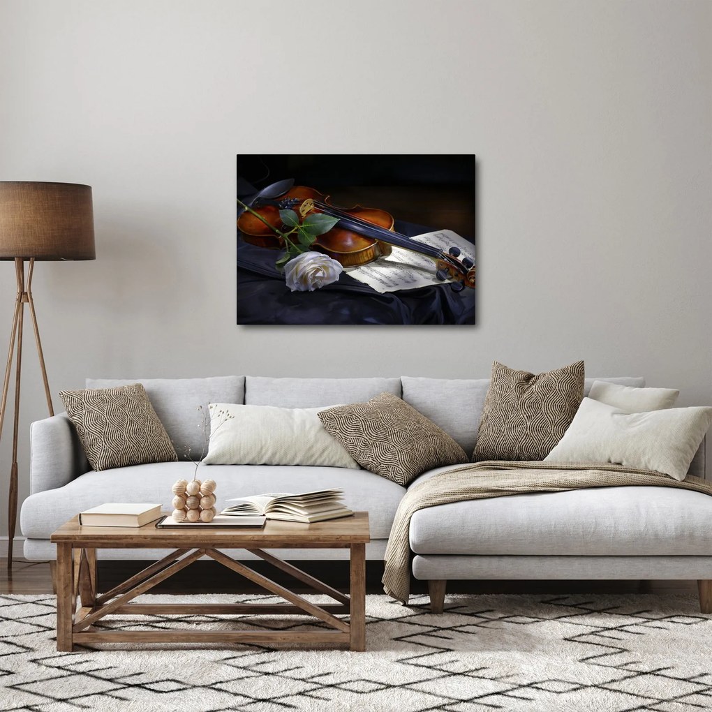 Kép - Rózsa és hegedű (70x50 cm)