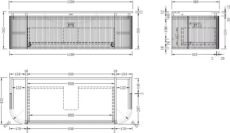 AREZZO design SIERRA 120 cm-es Fürdőszoba alsószekrény 1 fiók, 2 ajtó, matt fehér