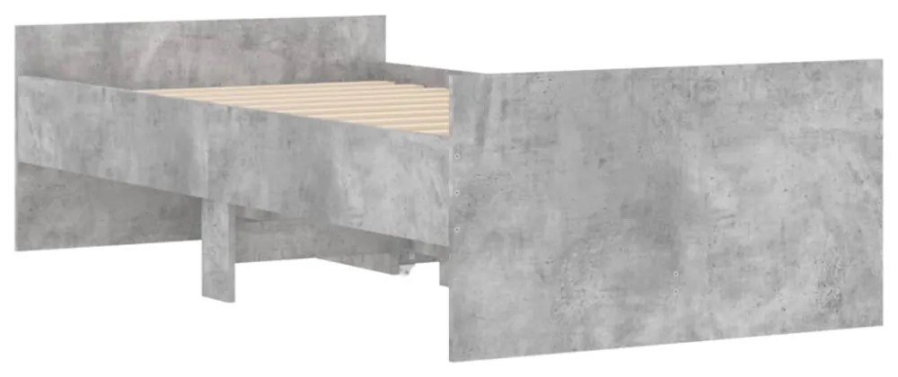 betonszürke ágykeret fiókokkal 90x200 cm