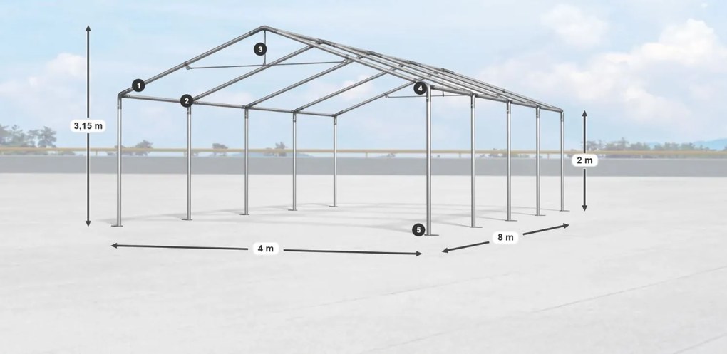 Raktárcsarnok/garázs 4x8x2m Comfort PE 240g