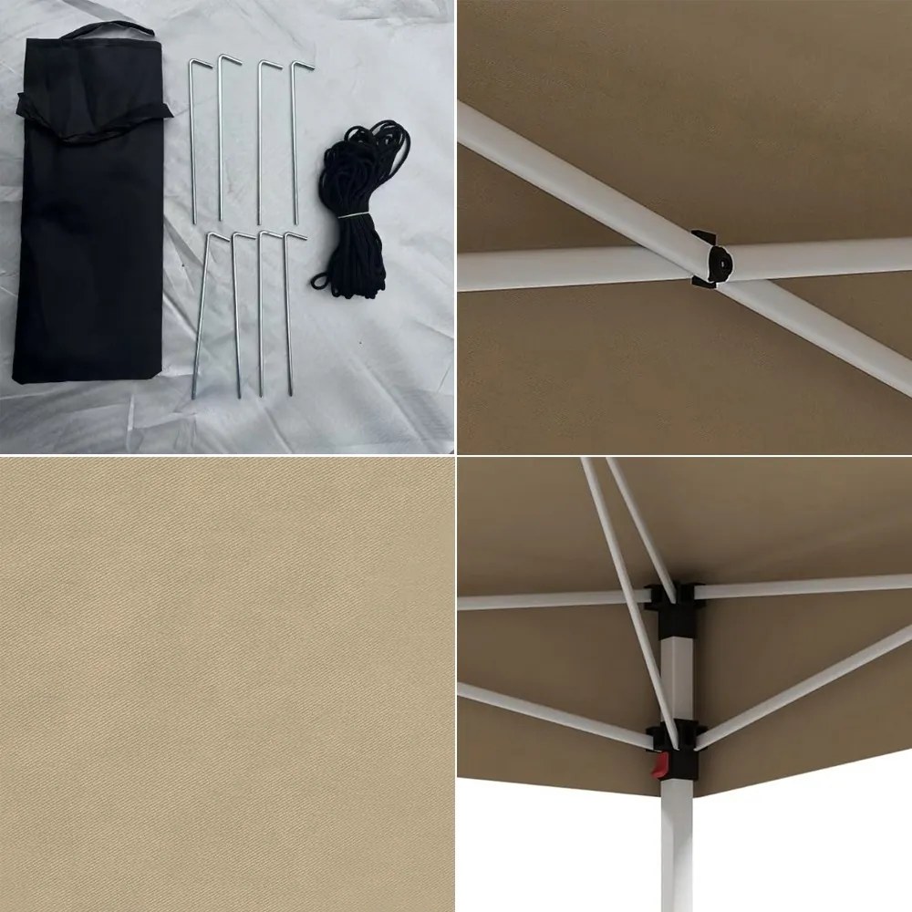 Pavilon hátfallal, zsebekkel 3x3x2,8 m, bézs