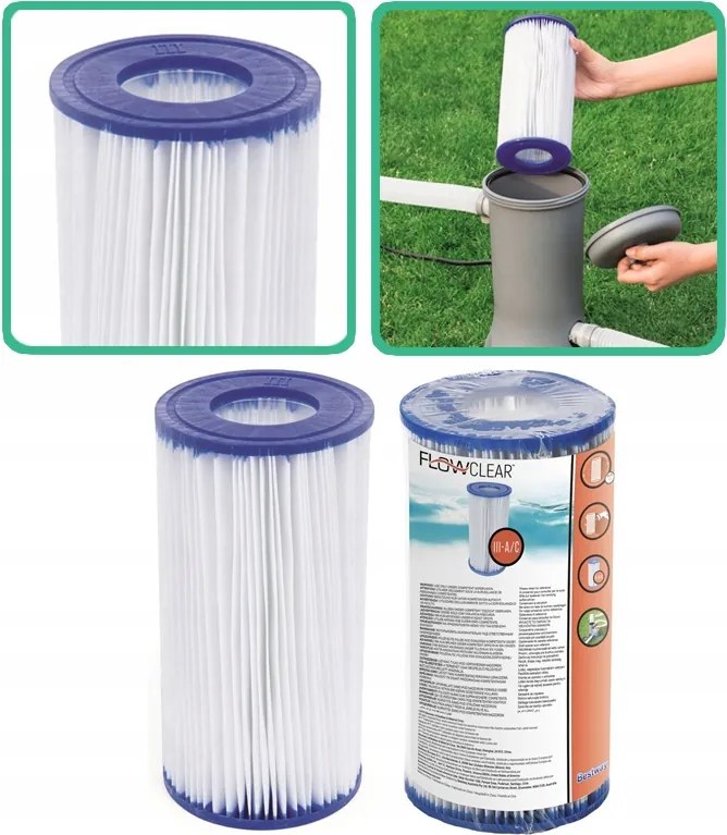 1x Szűrő Bestway Medence Szivattyúhoz Szűrőbetét 58012 III. Típus