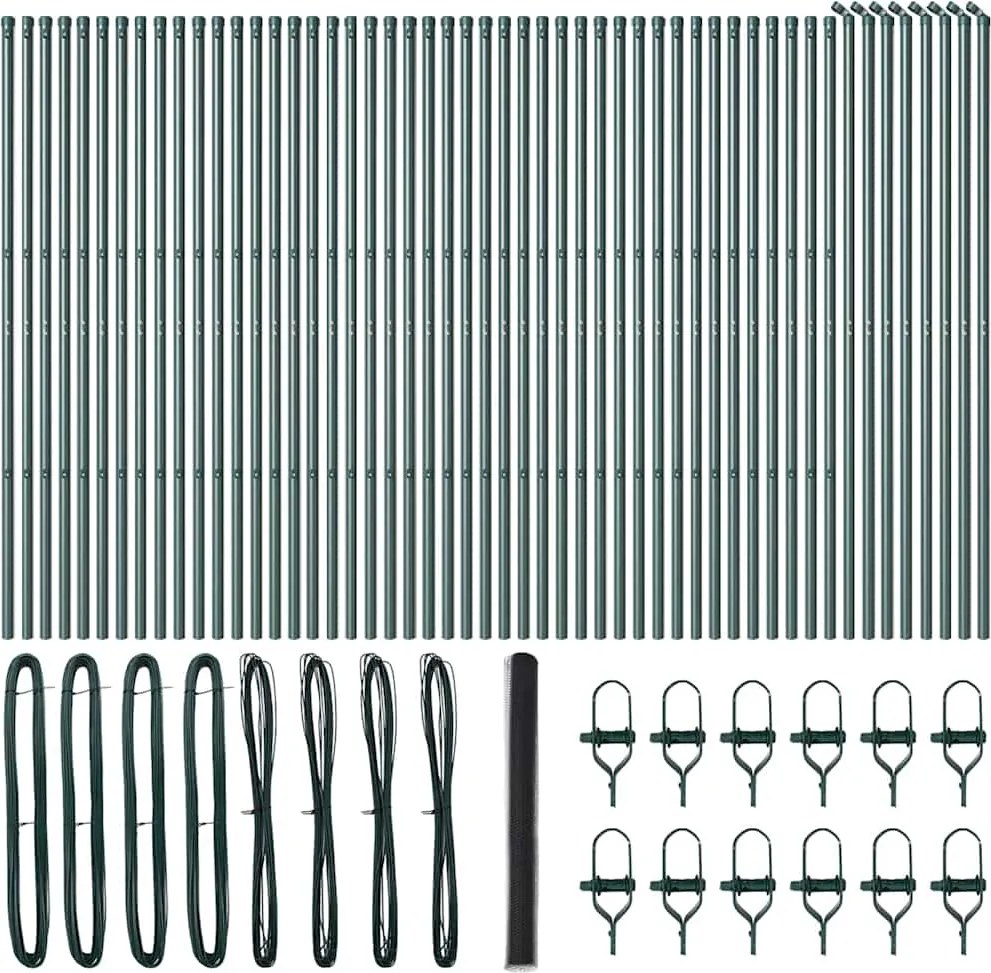 vidaXL Kerítésoszlop Szürke 100 x 1,6 m (36 mm háló) Acél és PVC