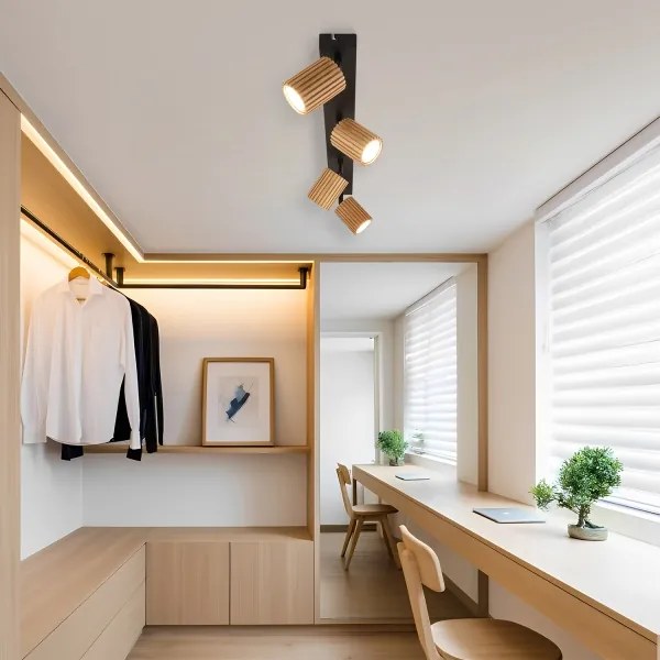 Brilagi - Spotlámpa MODERN WOOD 4xGU10/8W/230V kaucsukfa/fekete