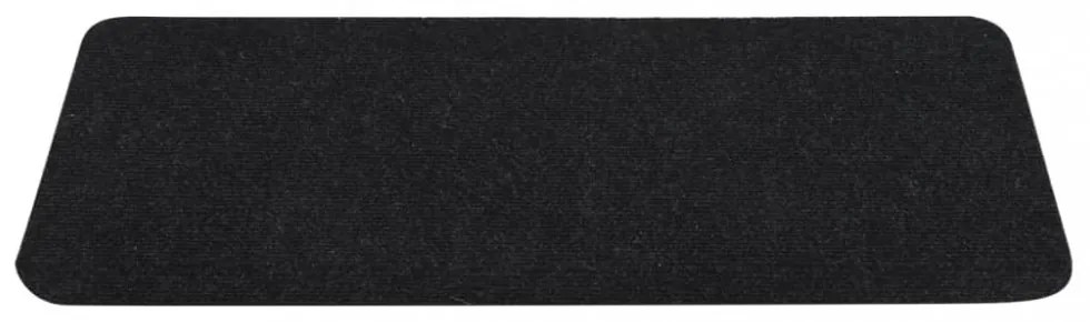 15 db fekete öntapadó lépcsőszőnyeg 65x24,5x3,5 cm