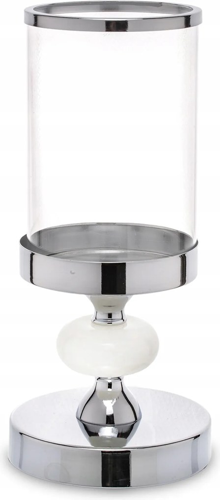 Üveg gyertyatartó fém ezüst csillogás