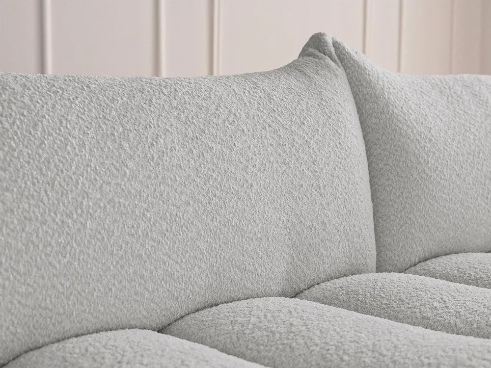 Világosszürke buklé sarokkanapé (jobb oldali-heverő résszel) Azra – Bobochic Paris