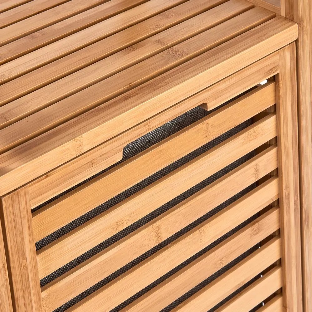 BIG BAMBOO fürdőszobai polc szennyeskosárral