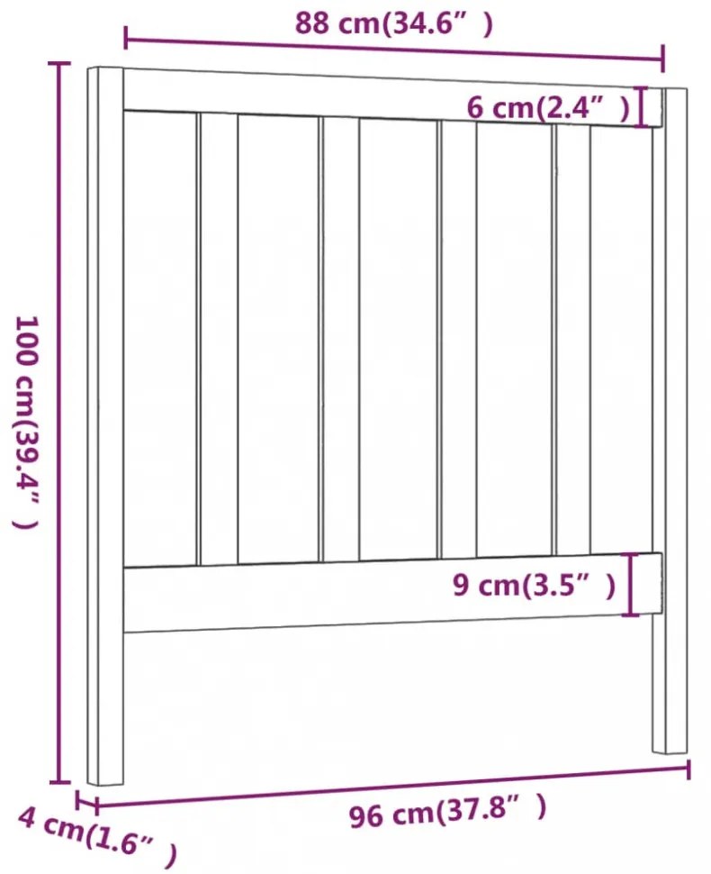 fehér tömör fenyőfa ágyfejtámla 96 x 4 x 100 cm