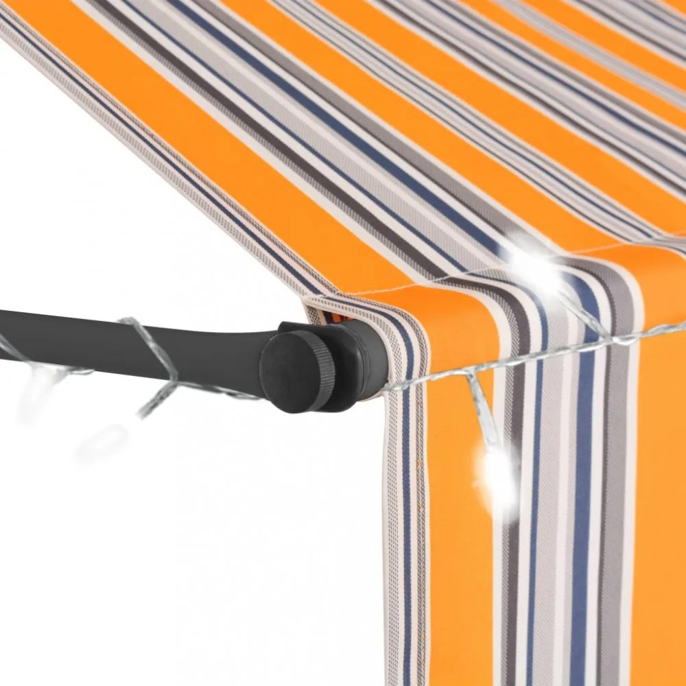 sárga és kék kézzel feltekerhető LED-es napellenző 150 cm