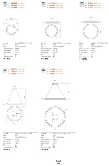 Redo 01-2676-LED Dimmelhető csillár zsinóron ICONIC LED/60W/230V átm. 78 cm arany