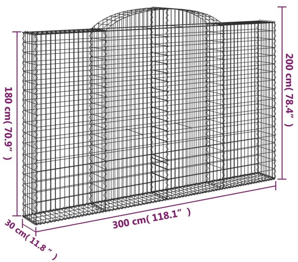 4 db íves horganyzott vas gabion kosár 300x30x180/200 cm