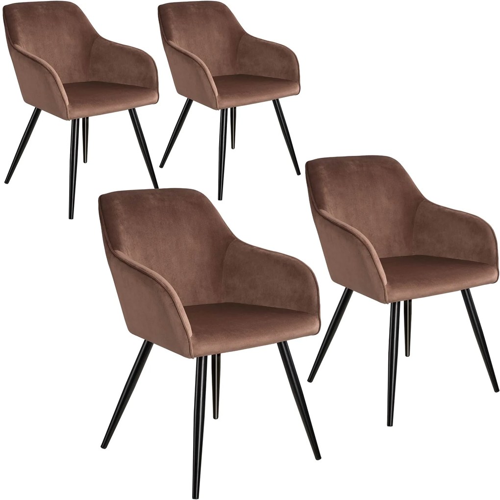 TecTake GmbH 404043 marilyn bársony hatású székek - barna - fekete, 4 darabos készlet